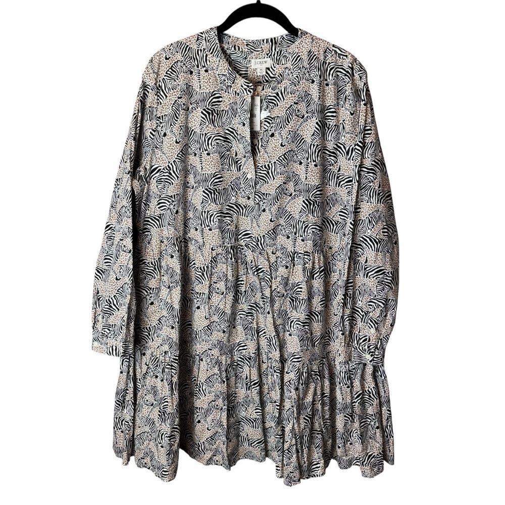 NWT J Crew Zebra Long Sleeve Dress AR975 - Sz XL